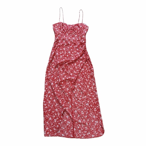 Zara Red Floral Maxi dress - Picture 5 of 11